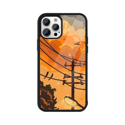 Sunset Pixel Art Glass Case