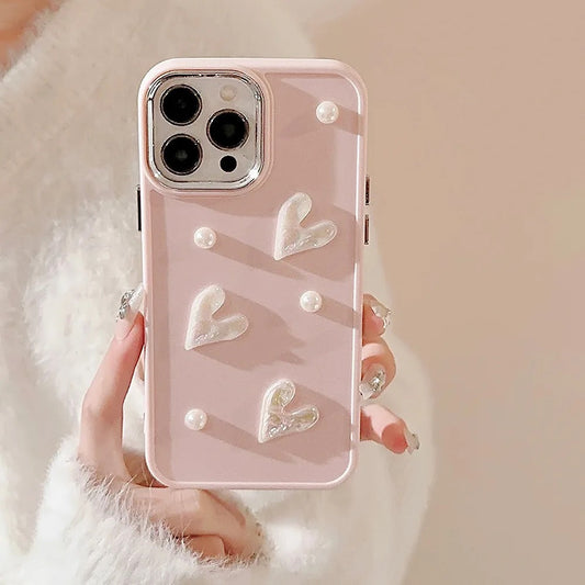 Love Heart Pearl Stone Silicone Case